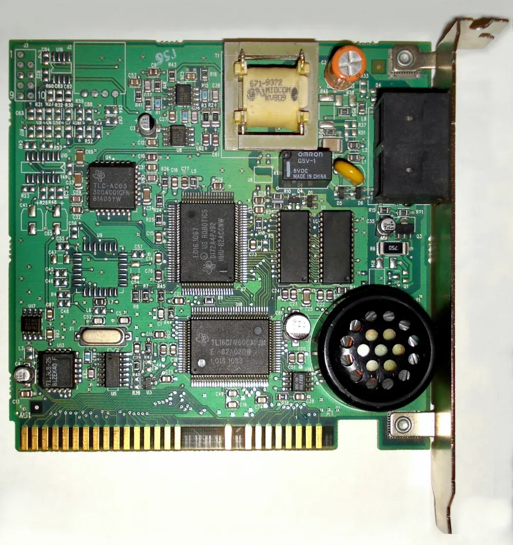 A U.S. Robotics 56K ISA modem circuit board, shown as a hardware reference.